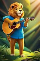 ai león jugando guitarra foto