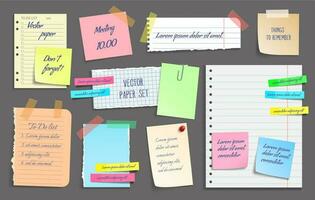 Paper notes, stickers, sticky sheets and tapes vector