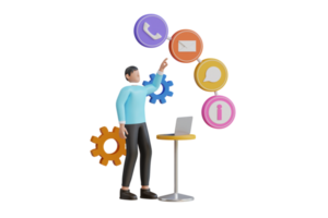 Clients assistance, call center, hotline operator, consultant manager. Customer Support chat, mail, call symbol icon. 3D Illustration png