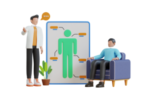 Patient having Consultation about Disease Symptoms with Doctor Therapist in Hospital. Diagnosis patient and care, treatment healthcare . Doctor consultation. 3D Illustration png
