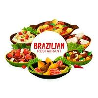 Brazilian restaurant menu, Brazil cuisine dishes vector