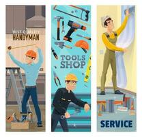 Handyman, plumber, painter or decorator with tools vector