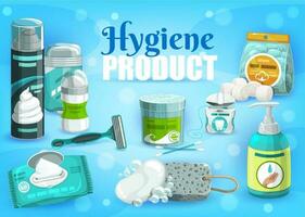 Hygiene products, man and woman personal care vector