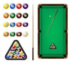 Billiard balls and table 3d realistic vector