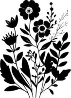 Clásico flores, negro y blanco vector ilustración