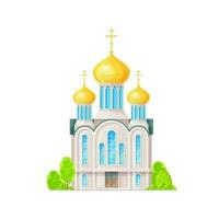 Orthodox church, temple or cathedral building icon vector