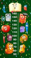 Kids height chart with school books and stationery vector