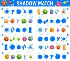 Shadow match maze game with cartoon viruses vector