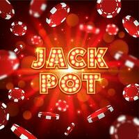 Jack pot casino vector poster with poker chips