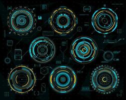 HUD futuristic graph, circular interface panels vector