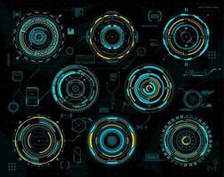 HUD futuristic graph, circular interface panels vector