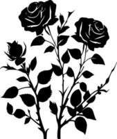 rosas - negro y blanco aislado icono - vector ilustración