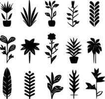 plantas - negro y blanco aislado icono - vector ilustración