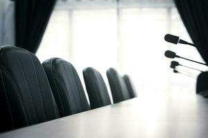 Meeting room background with empty chairs in the office with copy space for business design. photo