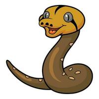 Cute golden child reticulated python cartoon vector