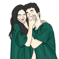 hand drawn couple illustration png