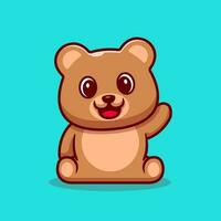 Cute Teddy Bear Waving Hand Cartoon Vector Icon  Illustration. Animal Nature Icon Concept Isolated Premium  Vector. Flat Cartoon Style