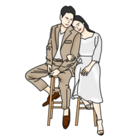 hand drawn couple illustration png