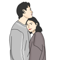 hand drawn couple illustration png