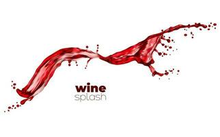 Isolated red wine and juice wave flow with drops vector