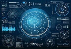 HUD Sci Fi vector interface with circular targets