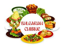 Bulgarian cuisine food, vegetable salad, meat stew vector