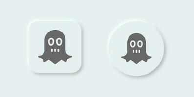 Ghost solid icon in neomorphic design style. Soul signs vector illustration.