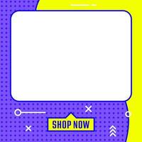Social media post template in retro design style. Feed template with shop now text. vector