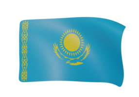 Kazakhstan waving flag 3d png