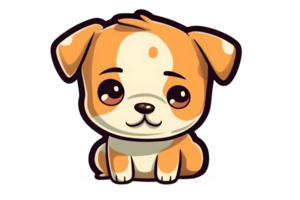 fofa desenho animado kawaii cachorro adesivo clipart ai gerado png