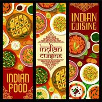 Indian cuisine food with meat and vegetable curry vector