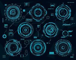 hud futurista circular interfaz, datos gráficos vector