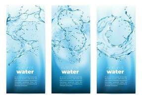 natural limpiar agua realista transparente salpicaduras vector