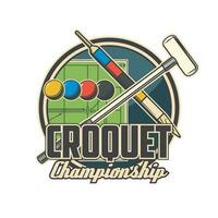 Croquet championship icon with game equipment vector