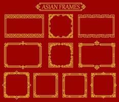 Asian square and rectangular frames and borders vector