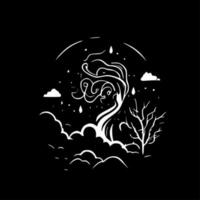 Mystical, Black and White Vector illustration