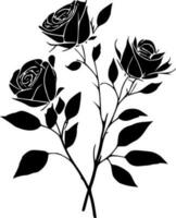 rosas - negro y blanco aislado icono - vector ilustración