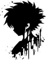 vetor ilustração do animê ou mangá masculino com grandes Preto cabelo com  aquarelle textura arte estilo isolado em quadrado branco fundo 22691407  Vetor no Vecteezy