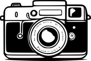 cámara - negro y blanco aislado icono - vector ilustración