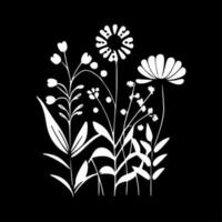 primavera flores, negro y blanco vector ilustración