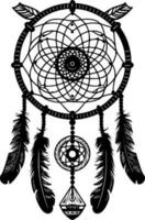 Dream Catcher - Black and White Isolated Icon - Vector illustration