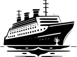 crucero Embarcacion - negro y blanco aislado icono - vector ilustración
