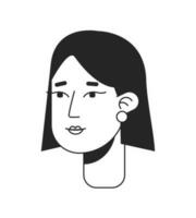 elegante mujer con perla pendientes monocromo plano lineal personaje cabeza. atractivo mujer de negocios. editable contorno mano dibujado humano cara icono. 2d dibujos animados Mancha vector avatar ilustración para animación