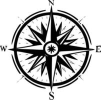 Compass Rose - Black and White Isolated Icon - Vector illustration