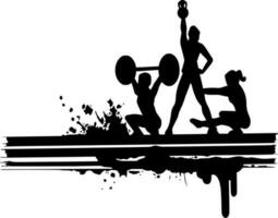 Vector silhouette of gym on white background