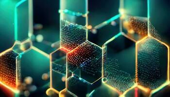 3d abstract tech background. Floating Numbers HUD Background. Matrix particles grid virtual reality. Smart build. Grid core. Hardware quantum form. Future technology. Decoding dna photo