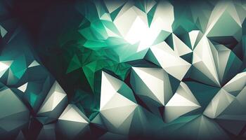 Polygonal high resolution pattern for background, white and teal and green flares. Abstract hexagonal polygonal low poly triangular high resolution futuristic green energetic background photo