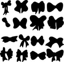 Vector silhouette of bows on white background