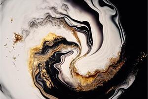 Marble ink abstract art from exquisite original painting for abstract background, color white, gold, black. Painting was painted on high quality paper texture to create smooth background photo