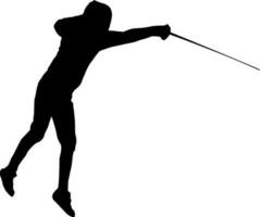 Vector silhouette of fencing sport on white background